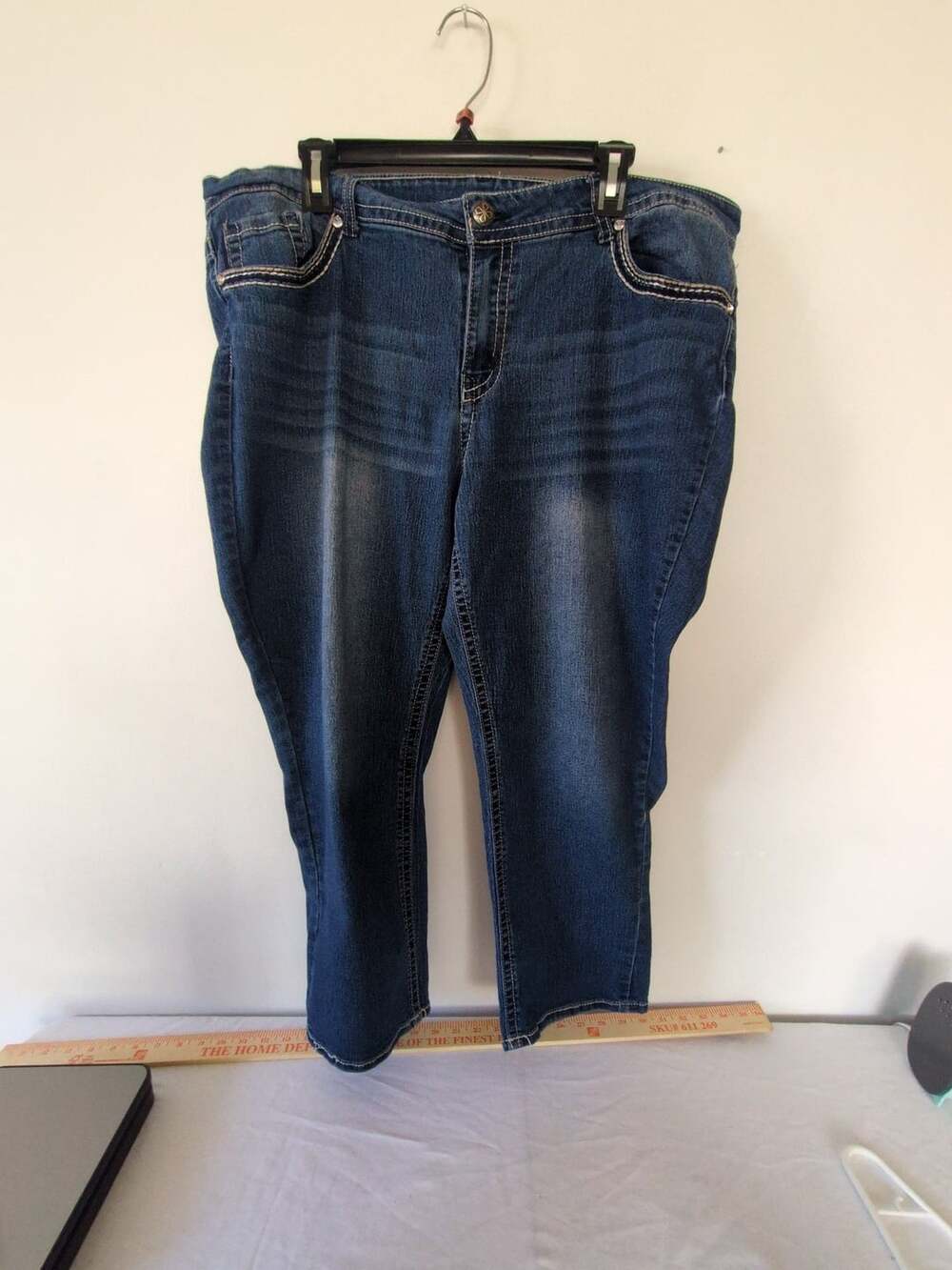 Faded Glory Jeans Size 20W Blue Denim Embellished Pockets